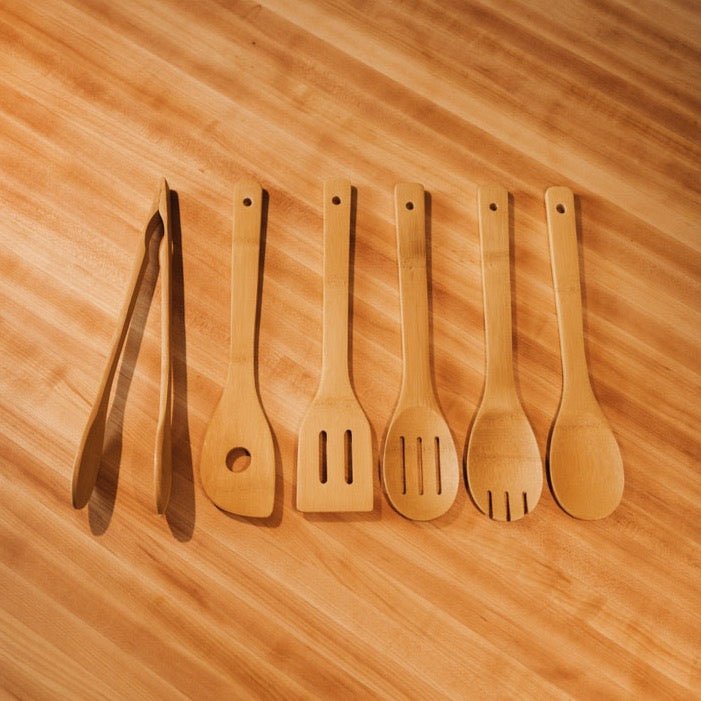 sustainable, zero waste, earth-friendly, plastic-free 6pc Bamboo Kitchen Utensil Holder Set - Bamboo Switch