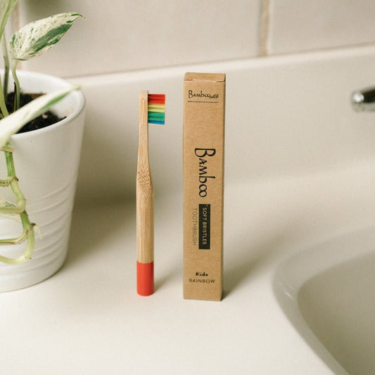 sustainable, zero waste, earth-friendly, plastic-free Bamboo Kids Toothbrush | Round Handle - Bamboo Switch