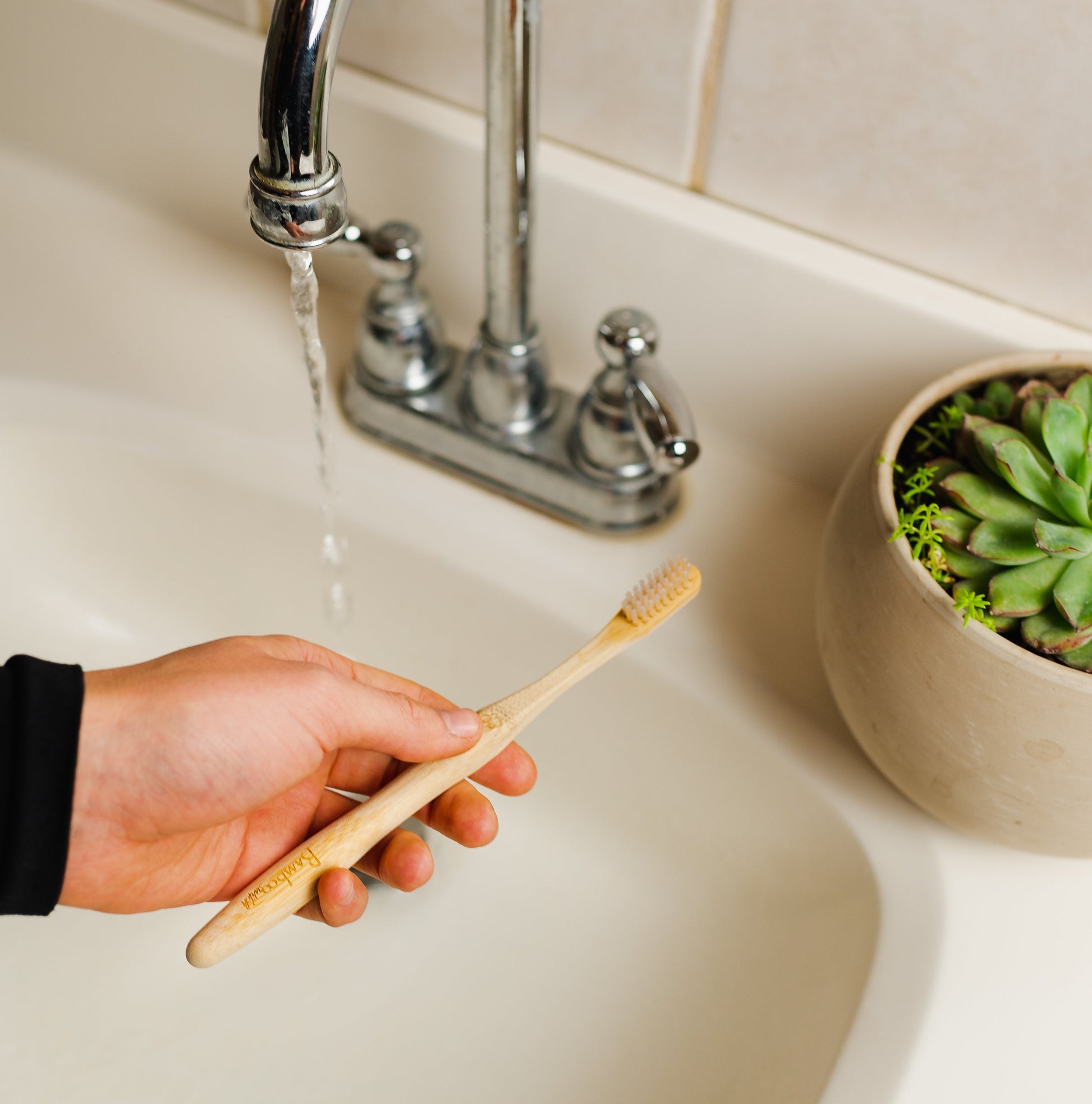 sustainable, zero waste, earth-friendly, plastic-free Bamboo Toothbrush - Compostable Bristle - Bamboo Switch