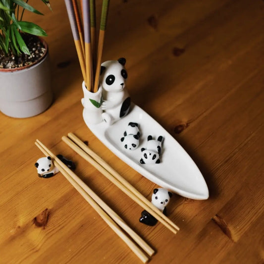 sustainable, zero waste, earth-friendly, plastic-free Ceramic Panda Holder - Bamboo Switch