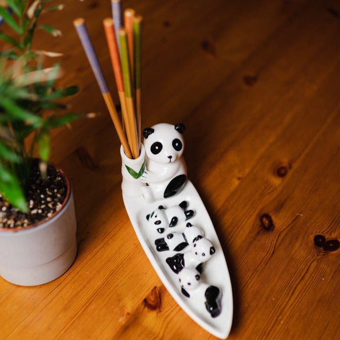 sustainable, zero waste, earth-friendly, plastic-free Ceramic Panda Holder - Bamboo Switch