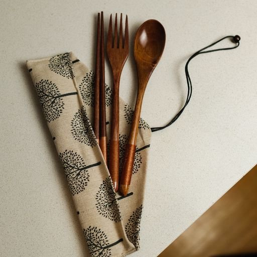 sustainable, zero waste, earth-friendly, plastic-free Coconut Utensil Travel Cutlery | White - Bamboo Switch