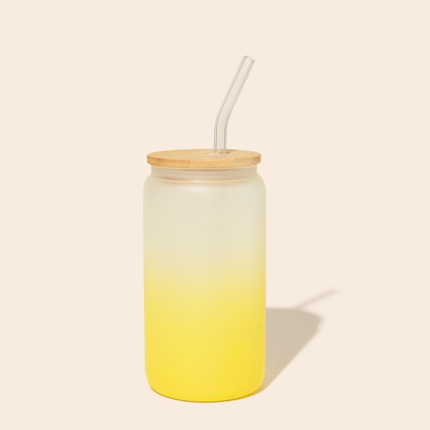 sustainable, zero waste, earth-friendly, plastic-free Glass Can Tumbler with Glass Straw - Bamboo Switch