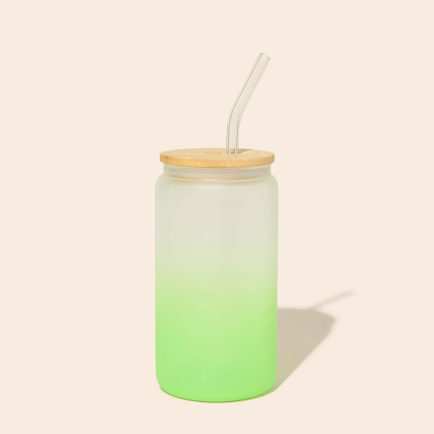 sustainable, zero waste, earth-friendly, plastic-free Glass Can Tumbler with Glass Straw - Bamboo Switch