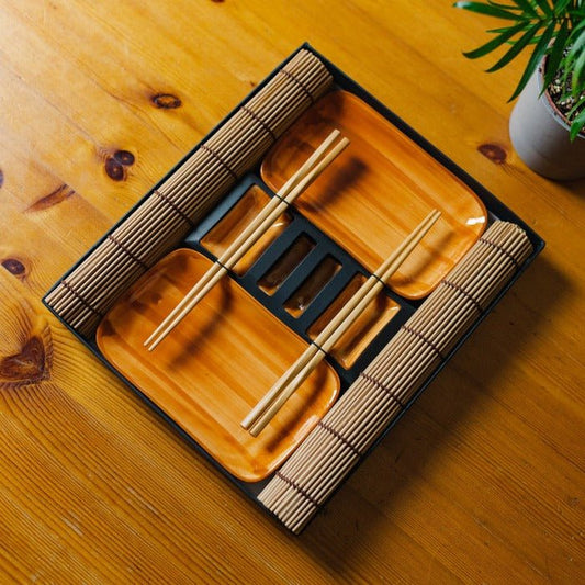 sustainable, zero waste, earth-friendly, plastic-free Porcelain Sushi Set - Bamboo Switch